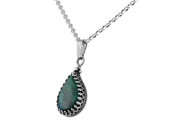 Sterling Silver Teardrop Set Eilat Stone Necklace