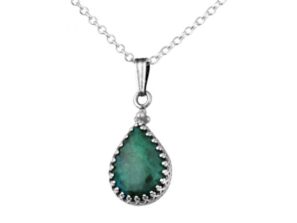 Sterling Silver Teardrop Set Eilat Stone Necklace - Image 2