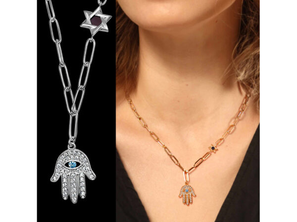 Sterling Silver Nano Bible (Tanach) Hamsa And Star Of David Necklace Nano Jewelry - Image 7