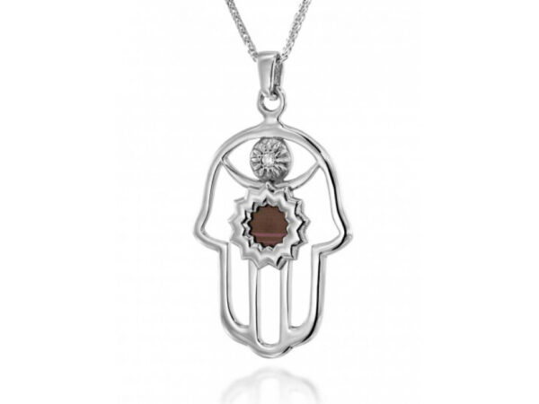 Sterling Silver Zirconia Whole Nano Bible (Tanach) Hamsa Pendant Nano Jewelry