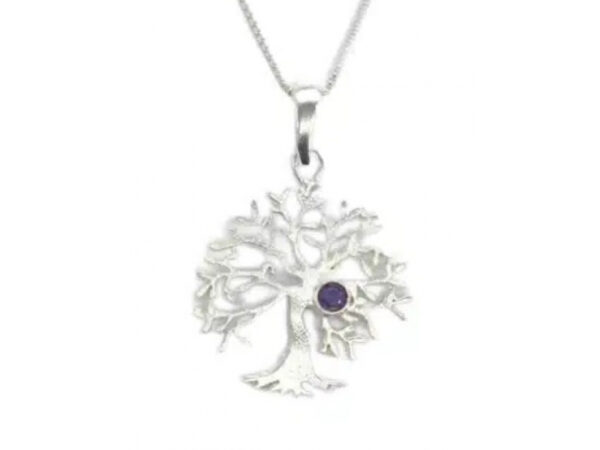 Israel Museum 925 Sterling Silver Tree Of Life Pendant With Set Stone