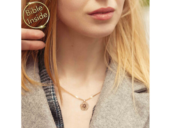 14K Gold Nano Bible (Tanach) Seed Of Life Necklace Nano Jewelry - Image 3