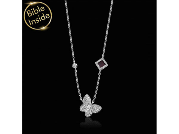 Sterling Silver Nano Bible (Tanach) Butterfly Necklace Nano Jewelry