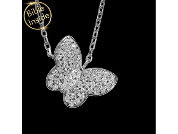 Sterling Silver Nano Bible (Tanach) Butterfly Necklace Nano Jewelry - Image 5