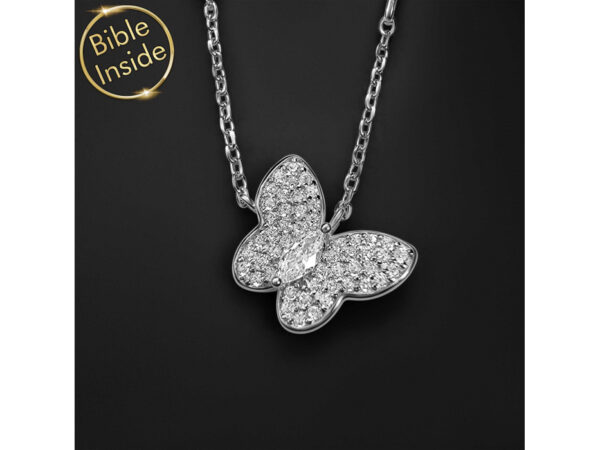 Sterling Silver Nano Bible (Tanach) Butterfly Necklace Nano Jewelry - Image 6