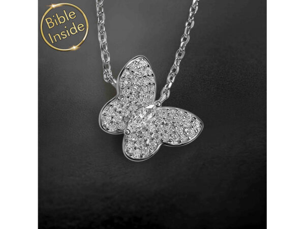 Sterling Silver Nano Bible (Tanach) Butterfly Necklace Nano Jewelry - Image 4