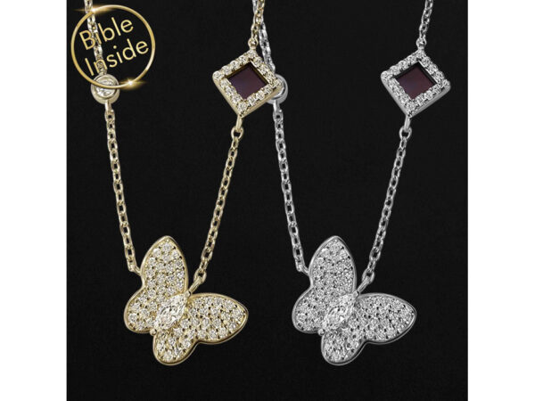 Sterling Silver Nano Bible (Tanach) Butterfly Necklace Nano Jewelry - Image 3
