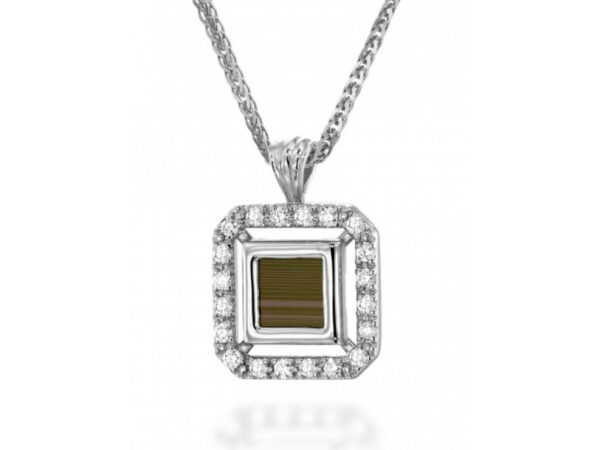 14K White Gold Diamond Whole Nano Bible (Tanach) Square Pendant Nano Jewelry