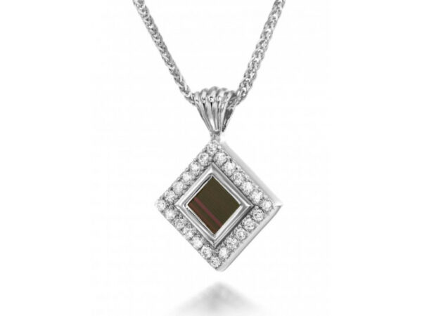 14K White Gold Zirconia Whole Nano Bible (Tanach) Rhombus Pendant Nano Jewelry