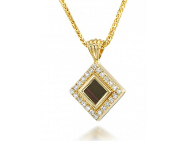 14K Yellow Gold Zirconia Whole Nano Bible (Tanach) Rhombus Pendant Nano Jewelry - Image 2