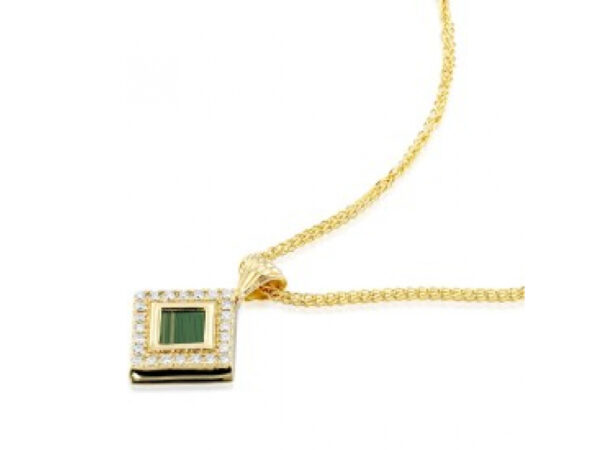 14K Yellow Gold Zirconia Whole Nano Bible (Tanach) Rhombus Pendant Nano Jewelry - Image 3