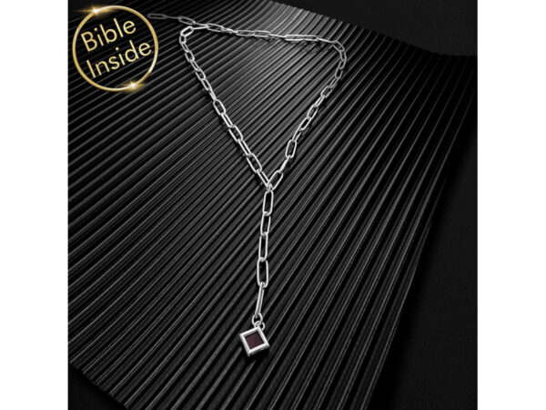 Silver Coated Stainless Steel Nano Bible (Tanach) Y Necklace Nano Jewelry