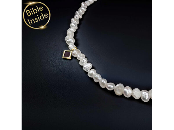 Pearl Necklace With Nano Bible (Tanach) Pendant And Gem Nano Jewelry - Image 2