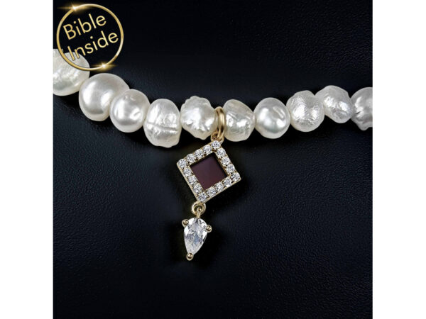 Pearl Necklace With Nano Bible (Tanach) Pendant And Gem Nano Jewelry - Image 4