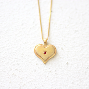 14K Gold Heart Necklace With Ruby by Liat Gilad
