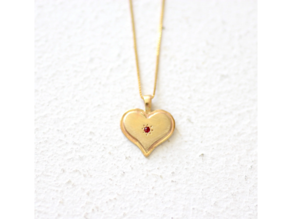14K Gold Heart Necklace With Ruby by Liat Gilad