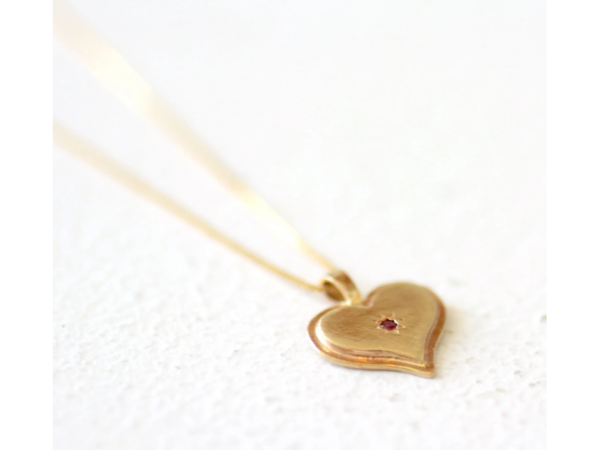 14K Gold Heart Necklace With Ruby by Liat Gilad - Image 3