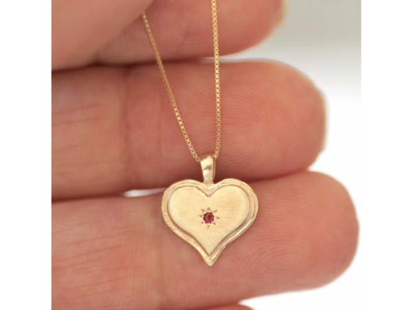 14K Gold Heart Necklace With Ruby by Liat Gilad - Image 2