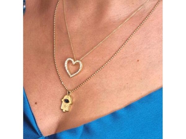 Free Delivery 14K Gold And Diamonds Heart Necklace by Liat Gilad - Image 2