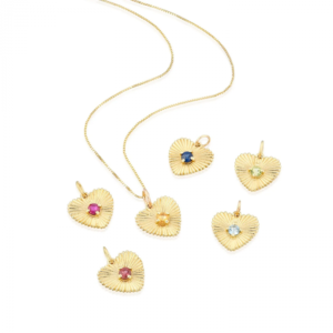 14K Gold Heart With Birth Stone Necklace by Liat Gilad