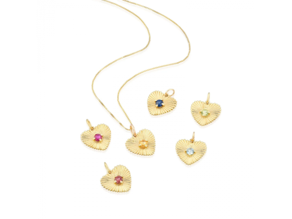 14K Gold Heart With Birth Stone Necklace by Liat Gilad