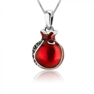 Marina Jewelry Pomegranate Necklace Silver With Red Enamel