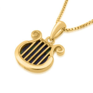 Gold Plated and Eilat Stone David's Harp Necklace by Marina Jewelry